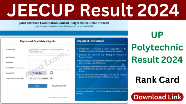 Jeecup Result 2024 Out Direct Link To Download Up Polytechnic Rank Card 