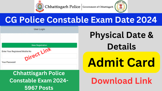 CG Police Constable Exam Date 2024