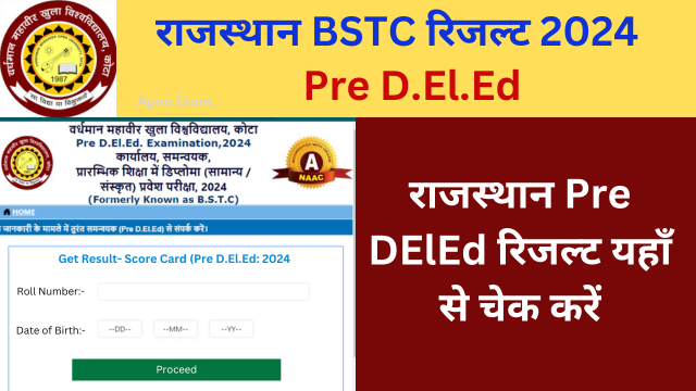 Rajasthan BSTC Pre Deled Result 2024