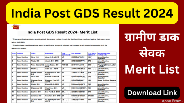 India Post GDS Result 2024